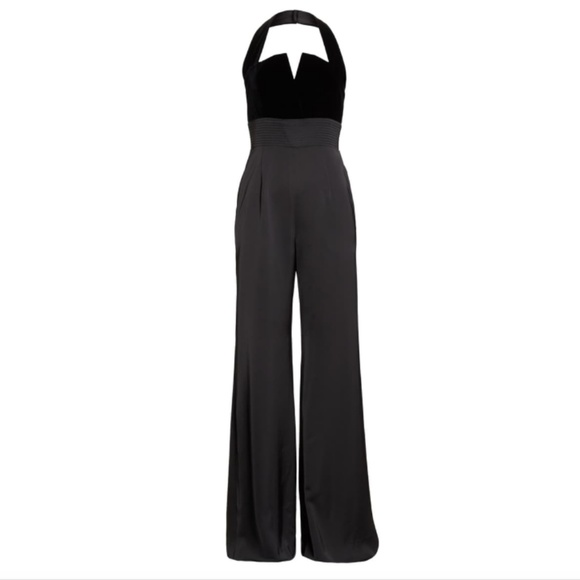 NWT! Jill Stuart Velvet Halter Flare Leg Jumpsuit 0 - Picture 6 of 8